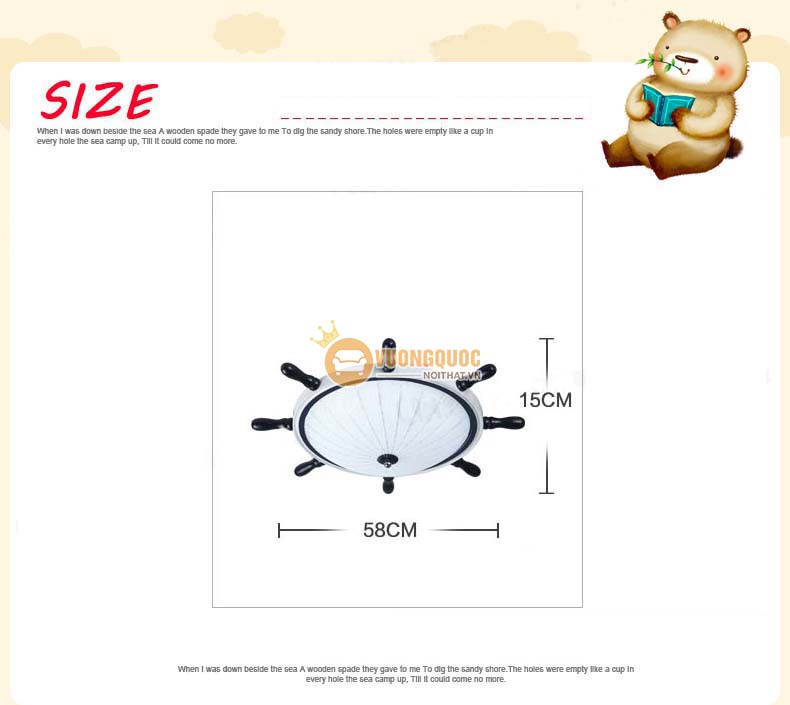 Đèn ốp trần trẻ em hình bánh lái tàu UHS109-9